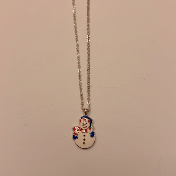 Girl’s snowman jewelry bundle! 8” necklace, dangle post earrings, & snowman pin. - Picture 2 of 4